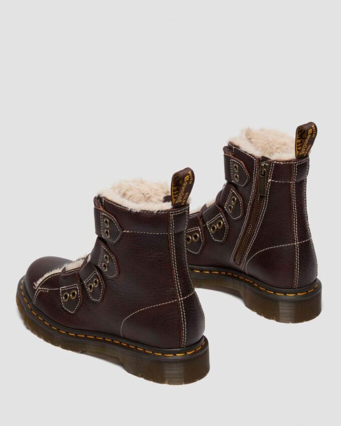 1460 Bottes en cuir à lacets doublées de fausse fourrure 1460 Bottes en cuir à lacets doublées de fausse fourrure