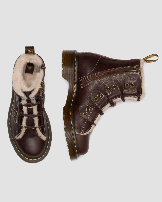 1460 Bottes en cuir à lacets doublées de fausse fourrure 1460 Bottes en cuir à lacets doublées de fausse fourrure