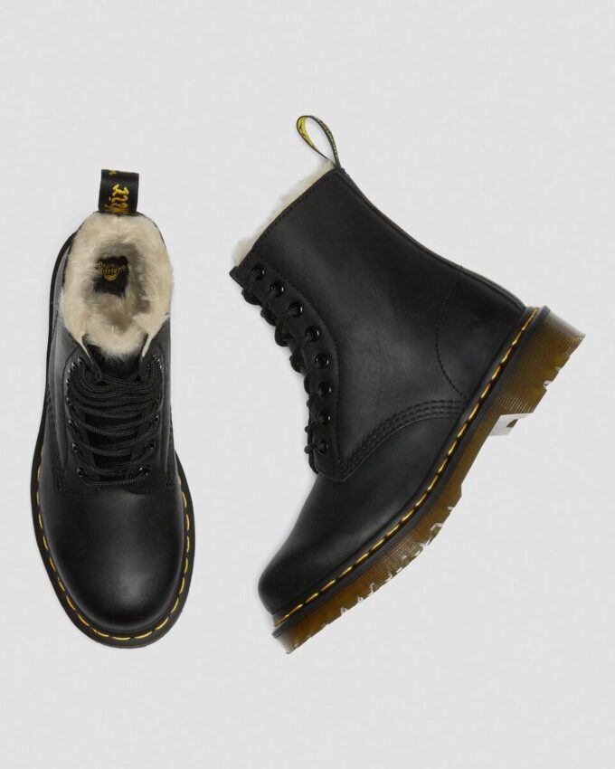 1460 Bottines à lacets doublées de fausse fourrure pour femme 1460 Bottines à lacets doublées de fausse fourrure pour femme