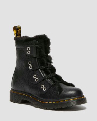 1460 Bottines à lacets en cuir doublées de fausse fourrure
