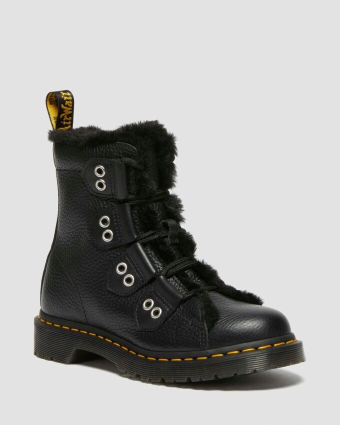 1460 Bottines à lacets en cuir doublées de fausse fourrure 1460 Bottines à lacets en cuir doublées de fausse fourrure