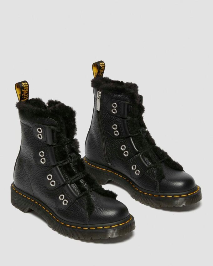 1460 Bottines à lacets en cuir doublées de fausse fourrure 1460 Bottines à lacets en cuir doublées de fausse fourrure