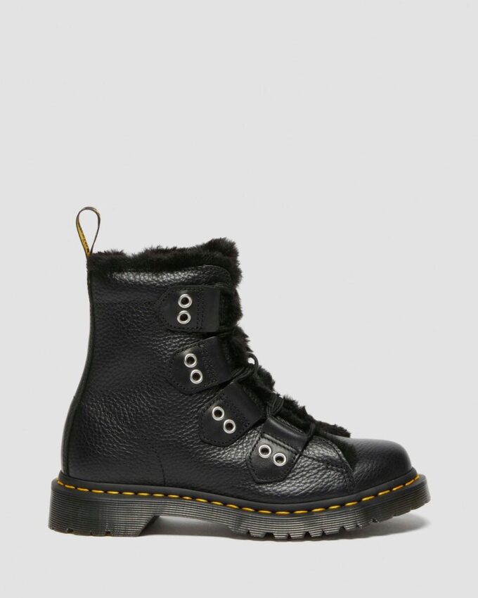 1460 Bottines à lacets en cuir doublées de fausse fourrure 1460 Bottines à lacets en cuir doublées de fausse fourrure