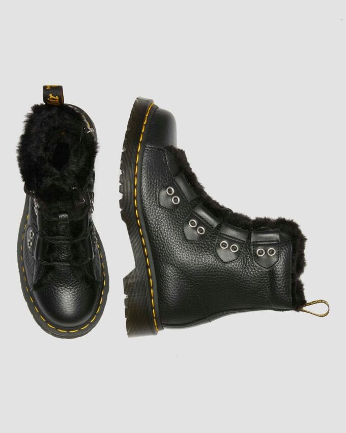 1460 Bottines à lacets en cuir doublées de fausse fourrure 1460 Bottines à lacets en cuir doublées de fausse fourrure