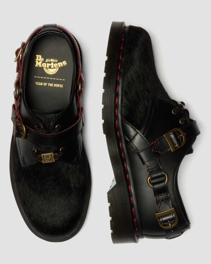 1461 YEAR OF THE HORSE Chaussures à lacets en cuir lisse et poilu 1461 YEAR OF THE HORSE Chaussures à lacets en cuir lisse et poilu