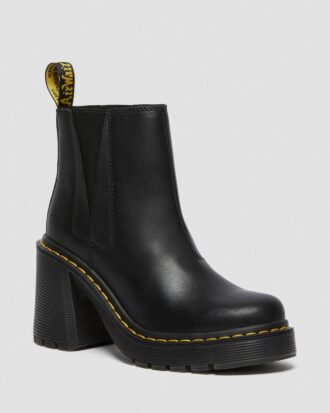 Bottes Chelsea à talons évasés en cuir SPENCE