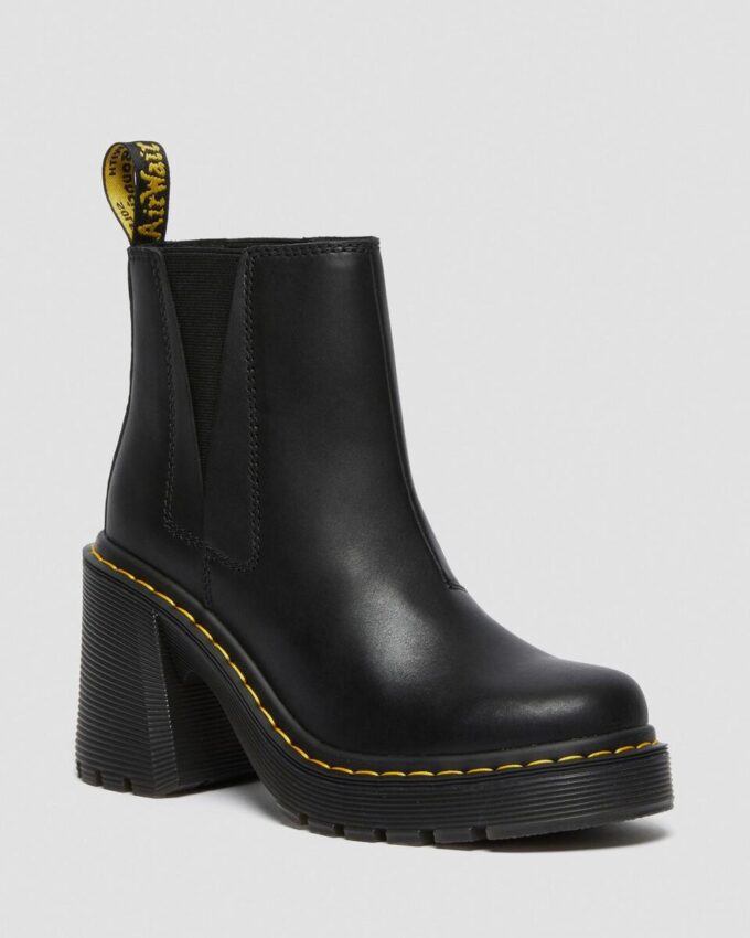 Bottes Chelsea à talons évasés en cuir SPENCE