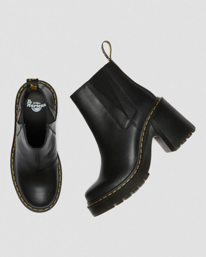 Bottes Chelsea à talons évasés en cuir SPENCE