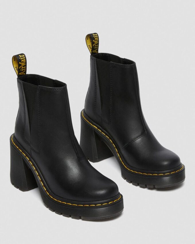 Bottes Chelsea à talons évasés en cuir SPENCE