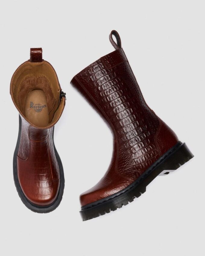 Bottes en cuir gaufré croco REJENA Bottes en cuir gaufré croco REJENA