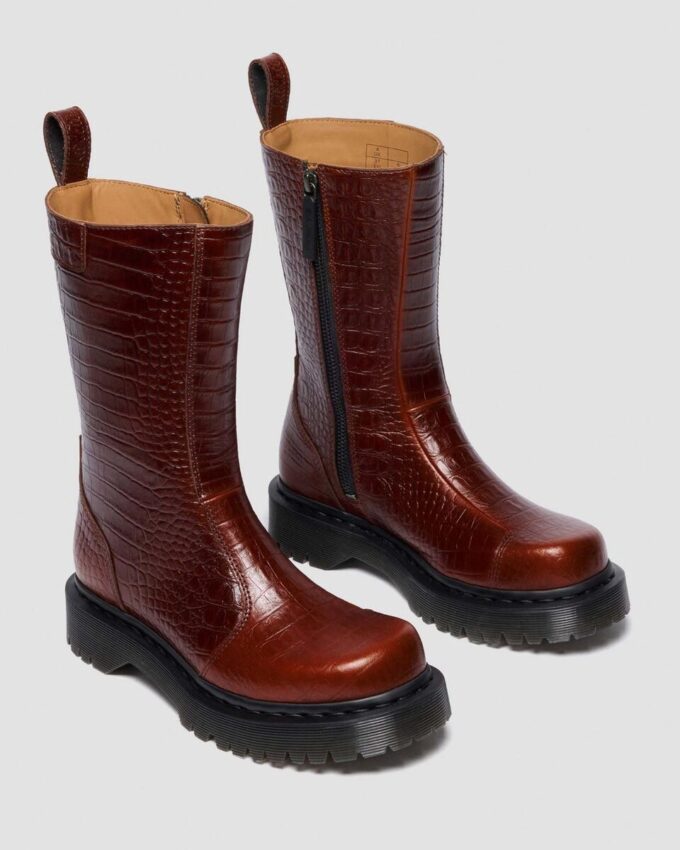 Bottes en cuir gaufré croco REJENA Bottes en cuir gaufré croco REJENA