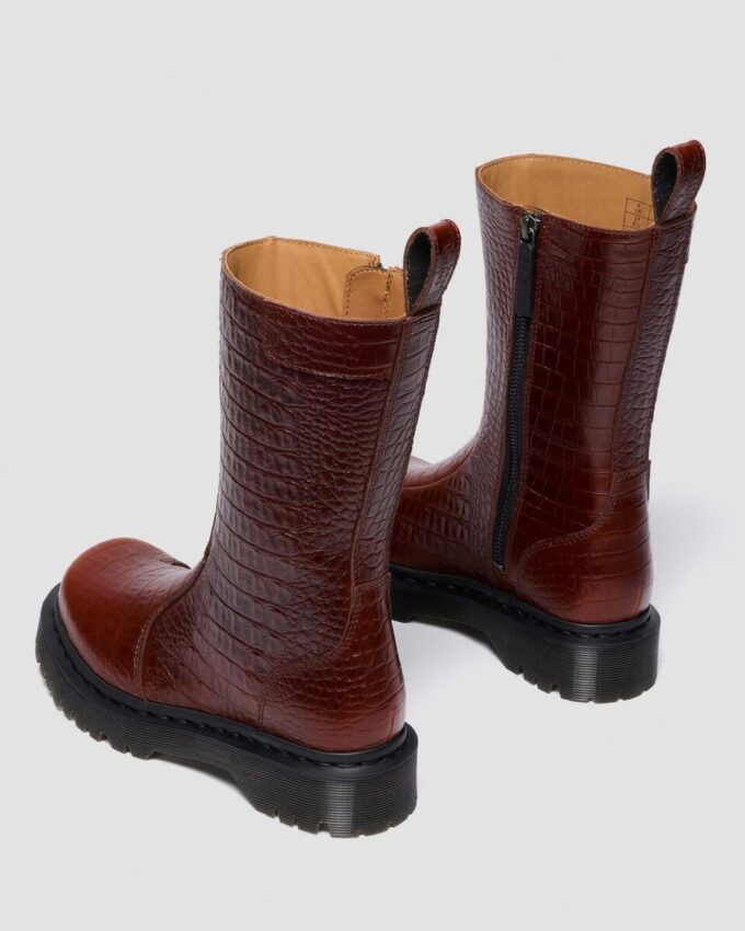 Bottes en cuir gaufré croco REJENA Bottes en cuir gaufré croco REJENA