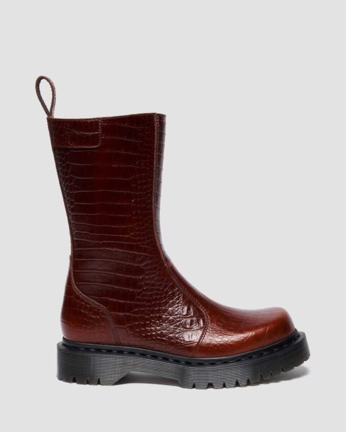 Bottes en cuir gaufré croco REJENA Bottes en cuir gaufré croco REJENA