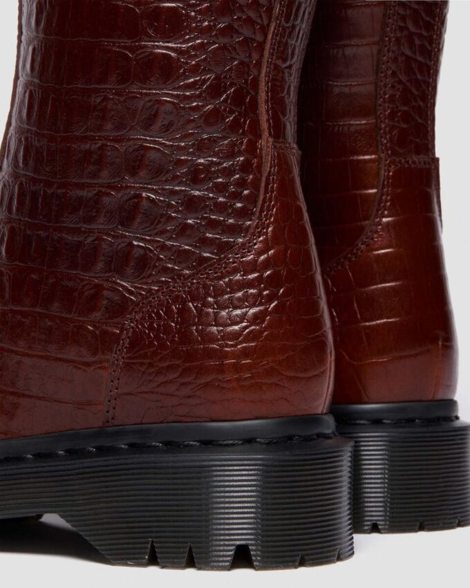 Bottes en cuir gaufré croco REJENA Bottes en cuir gaufré croco REJENA
