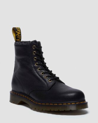 Bottes à lacets 1460 en cuir Grizzly doublées de fausse fourrure
