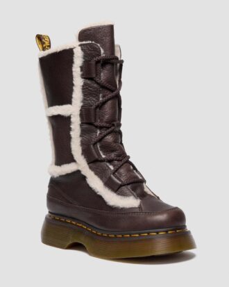 Bottes à lacets Buzz en cuir Grizzly doublées de fausse fourrure