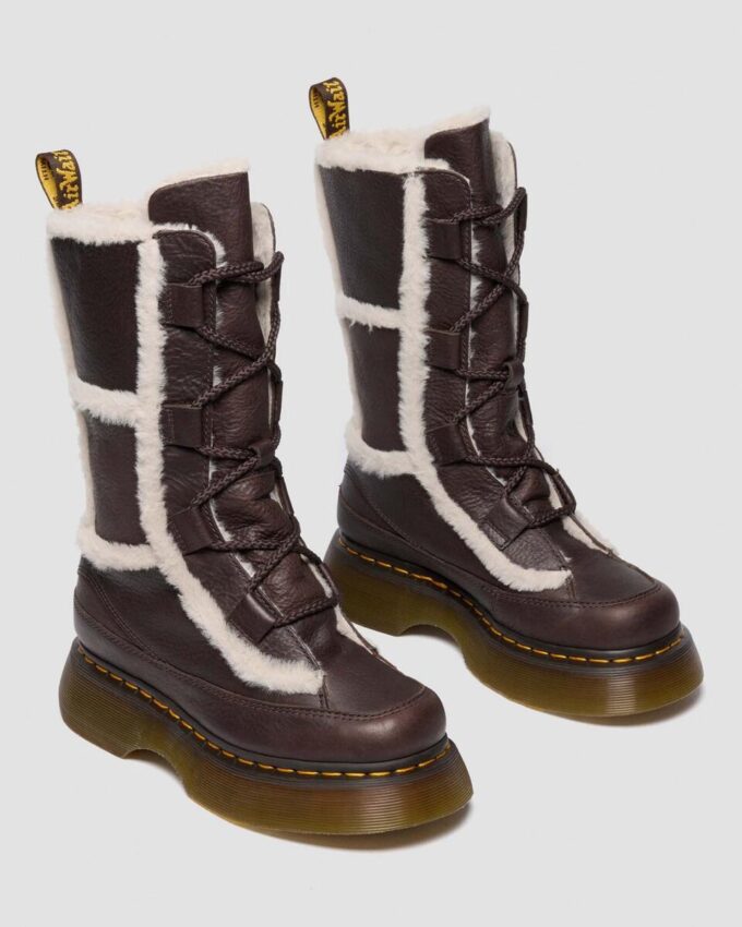 Bottes à lacets Buzz en cuir Grizzly doublées de fausse fourrure Bottes à lacets Buzz en cuir Grizzly doublées de fausse fourrure