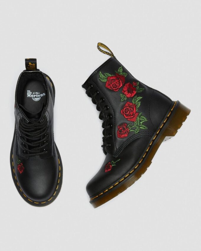 Bottes à lacets en cuir à fleurs 1460 Vonda Bottes à lacets en cuir à fleurs 1460 Vonda
