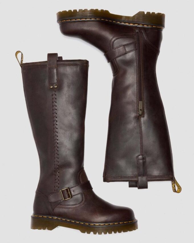 Bottes motardes Anistone en cuir Crazy Horse montant jusqu’aux genoux Bottes motardes Anistone en cuir Crazy Horse montant jusqu’aux genoux