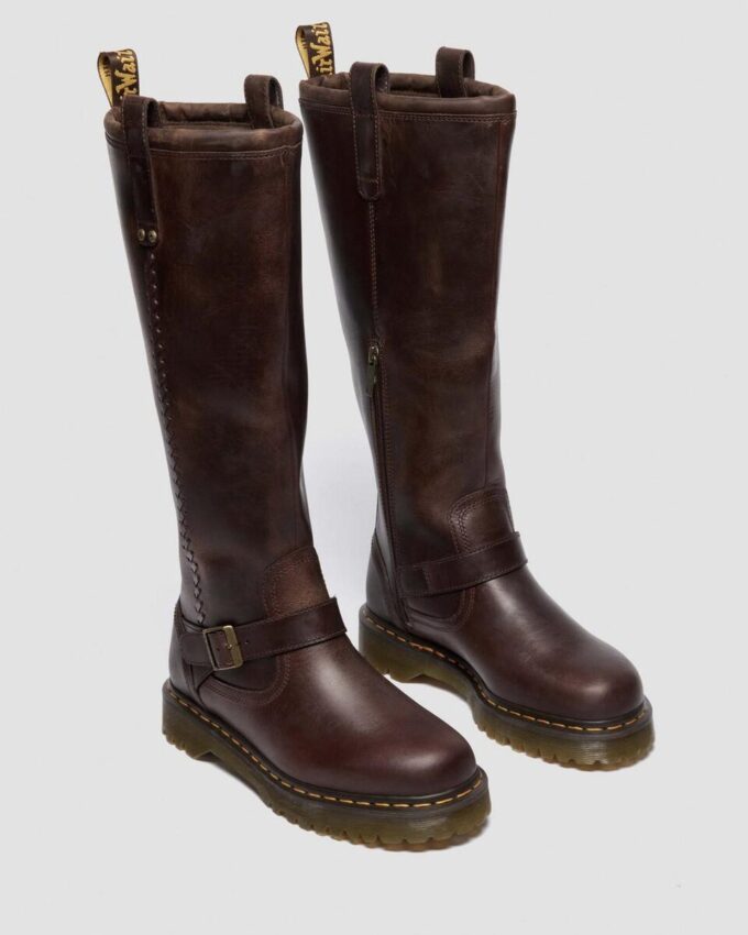 Bottes motardes Anistone en cuir Crazy Horse montant jusqu’aux genoux Bottes motardes Anistone en cuir Crazy Horse montant jusqu’aux genoux