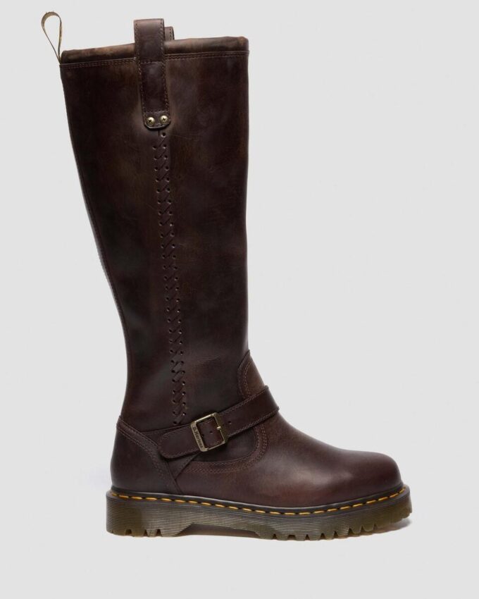 Bottes motardes Anistone en cuir Crazy Horse montant jusqu’aux genoux Bottes motardes Anistone en cuir Crazy Horse montant jusqu’aux genoux