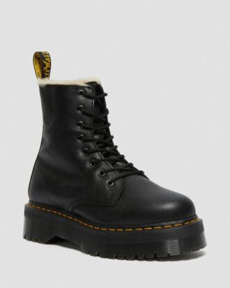 Bottes à plateforme en cuir doublées de fausse fourrure Jadon
