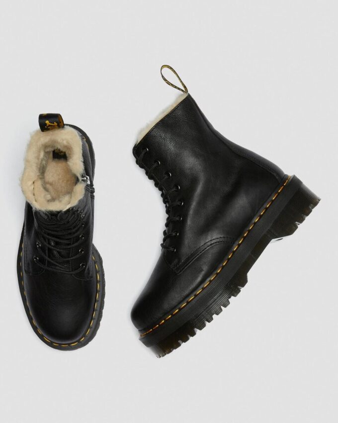Bottes à plateforme en cuir doublées de fausse fourrure Jadon Bottes à plateforme en cuir doublées de fausse fourrure Jadon