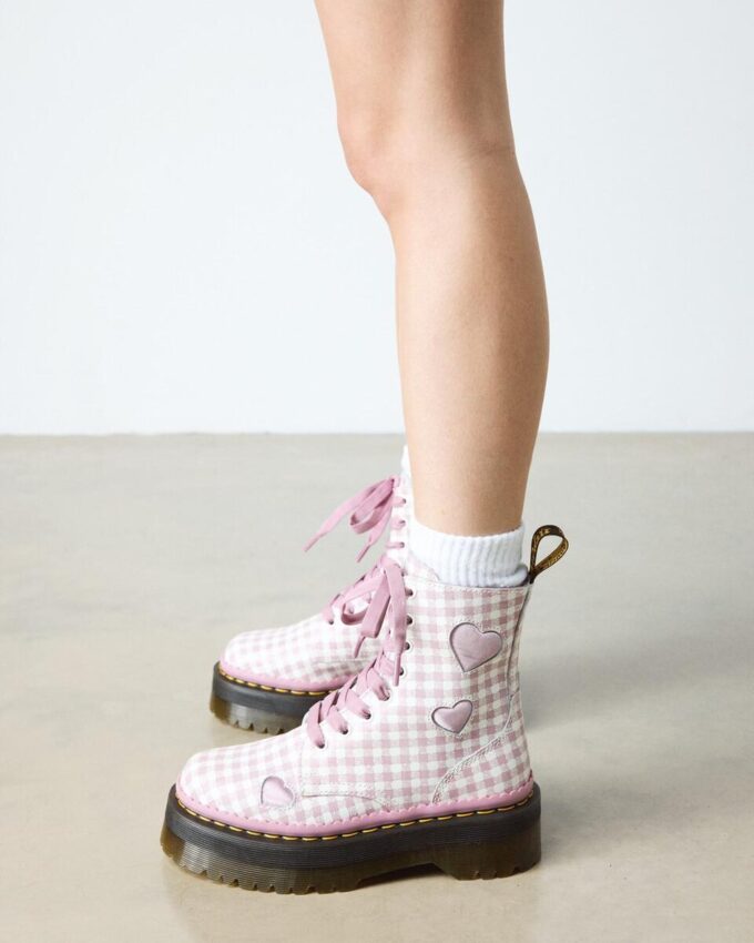 Bottes à plateforme en cuir JADON HEART Gingham Bottes à plateforme en cuir JADON HEART Gingham