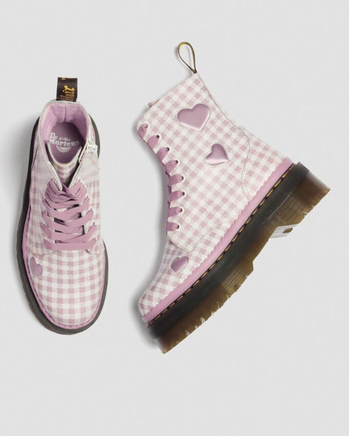Bottes à plateforme en cuir JADON HEART Gingham Bottes à plateforme en cuir JADON HEART Gingham