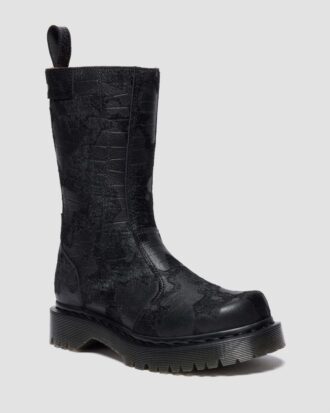 Bottes REJENA en cuir embossé croco