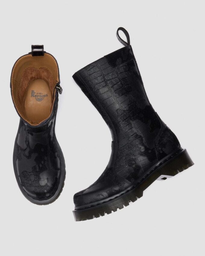 Bottes REJENA en cuir embossé croco Bottes REJENA en cuir embossé croco