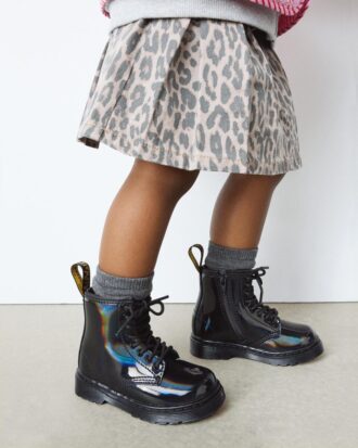 BOTTINES À LACETS EN PATENT LEATHER RAINBOW 1460 POUR ENFANTS