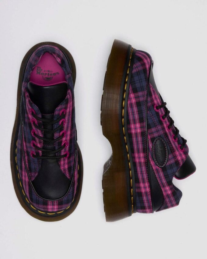 BUZZ 5-EYE Chaussures à lacets en tartan et cuir BUZZ 5-EYE Chaussures à lacets en tartan et cuir