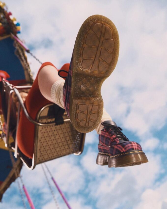 BUZZ 5-EYE Chaussures à lacets en tartan et cuir BUZZ 5-EYE Chaussures à lacets en tartan et cuir